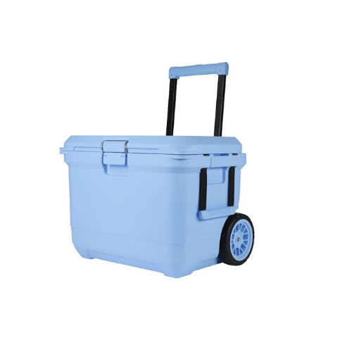 Heavy Duty Rolling Ice Chest Portable Hard Sided Cooler Telescopic Handle All Terrain Wheels
