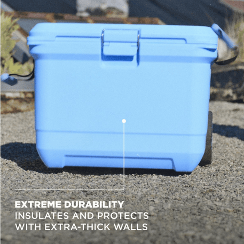 Heavy Duty Rolling Ice Chest Portable Hard Sided Cooler Telescopic Handle All Terrain Wheels
