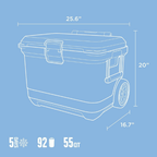 Heavy Duty Rolling Ice Chest Portable Hard Sided Cooler Telescopic Handle All Terrain Wheels