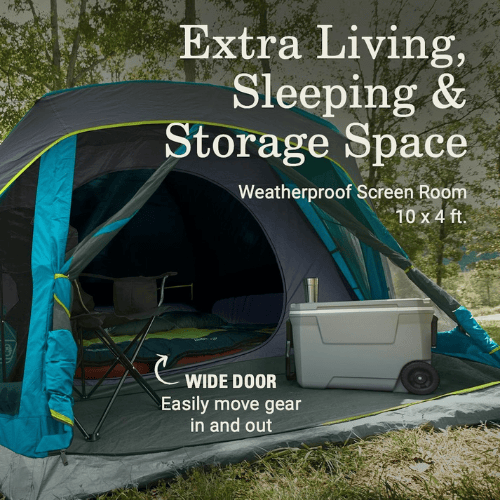 Wildvex Dark Room Technology Six Person Camping Tent Integrated Screen Room Family Outdoor Shelter