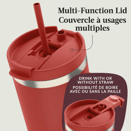 Wildvex Large Capacity Insulated Stainless Steel Tumbler Sturdy Handle Straw Multi Function Lid Cup