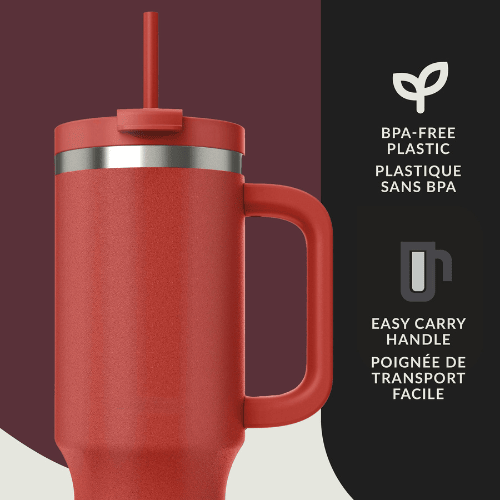 Wildvex Large Capacity Insulated Stainless Steel Tumbler Sturdy Handle Straw Multi Function Lid Cup